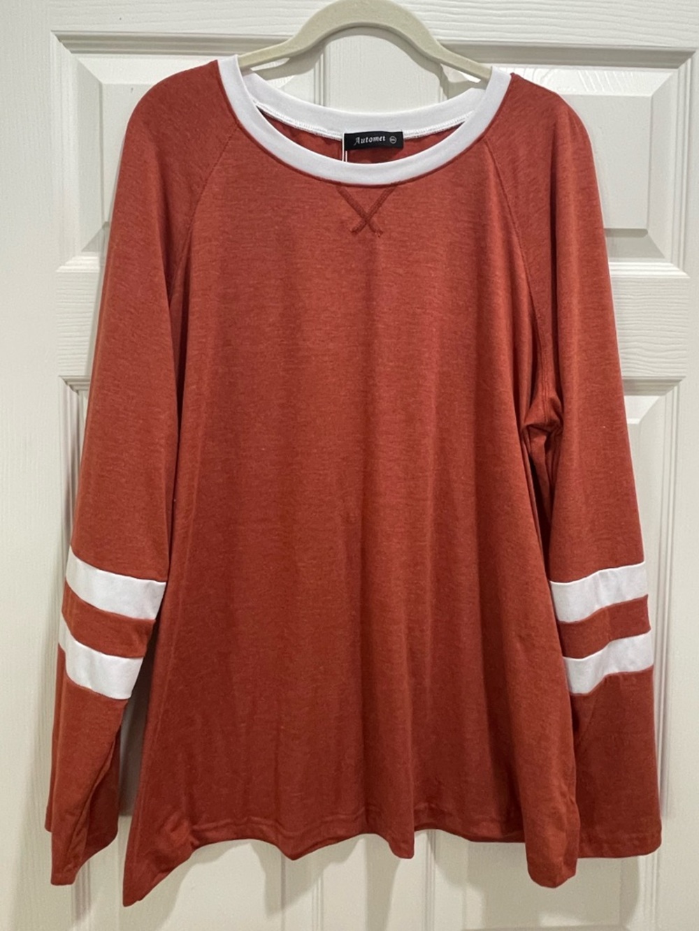 Automet Rust Long-Sleeve with White Stripe Detail